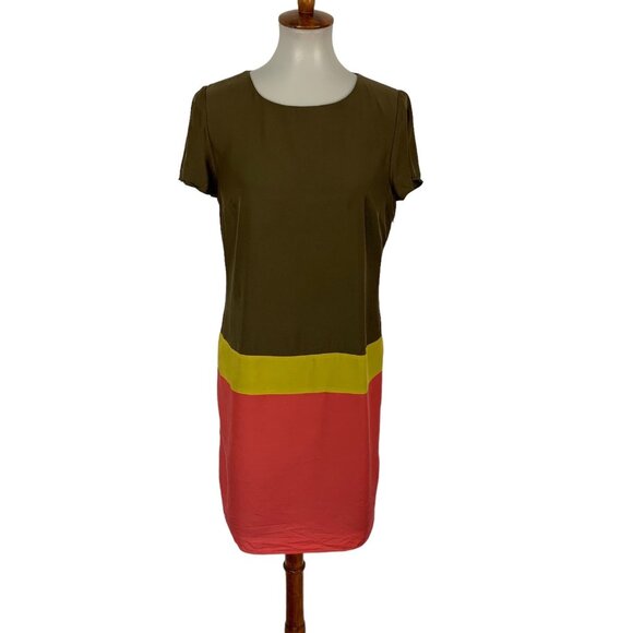 Boden Silk Blend Dress 6 Colorblock Short Sleeve Workwear Office Preppy Chic - Picture 1 of 6